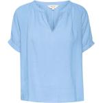 Camisas azules de lino de lino  manga corta con cuello redondo PART TWO talla L para mujer 