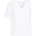 Blusas blancas de lino de manga corta tallas grandes manga corta con cuello redondo informales PART TWO talla 3XL para mujer 