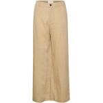 Pantalones beige de lino de cintura alta de verano oficinas PART TWO talla L para mujer 