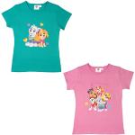 Paw Patrol - Camiseta infantil de manga corta para niña, color rosa y turquesa (2 unidades), multicolor, 122 cm-128 cm