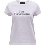 Camisetas estampada orgánicas blancas de algodón rebajadas Dobladas Peak Performance talla XS de materiales sostenibles para mujer 