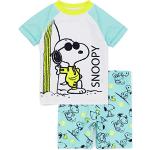 PEANUTS Traje de baño Snoopy para niños | Niños 2 Piezas Camiseta Pantalones Cortos Animados Beagle Woodstock Perro Azul Todo en uno Traje de baño