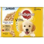 Pedigree - Comida húmeda para perros cachorros Pedigree Vital Protection Junior bolsitas pollo y buey gelatina 4 x 100 g.