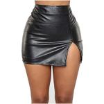 Minifaldas negras de cuero tallas grandes talla XXL para mujer 