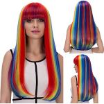 Pelucas cosplay multicolor de sintético de encaje talla XL para mujer 