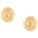 Pendientes dorados de latón de botón chanel Talla Única para mujer 