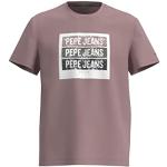 Camisetas rosas de licra de manga corta rebajadas manga corta con cuello redondo con logo Pepe Jeans talla L para hombre 
