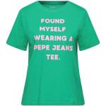 Camisetas verdes de algodón de manga corta manga corta con cuello redondo de punto Pepe Jeans talla XS para mujer 