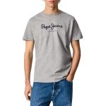Camisetas grises de algodón de manga corta rebajadas manga corta con cuello redondo con logo Pepe Jeans talla XL para hombre 