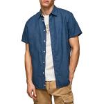 Camisas azules de algodón de lino  manga corta informales con logo Pepe Jeans talla L para hombre 