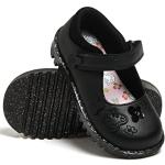Zapatos colegiales negros de charol Peppa Pig con velcro floreados con purpurina talla 28 infantiles 