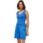 Blusas azules de viscosa sin mangas sin mangas de punto talla L de materiales sostenibles para mujer 