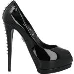 Zapatos negros de cuero de tacón rebajados con tacón de aguja lacado Philipp Plein con tachuelas talla 41 para mujer 