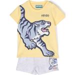 Pijamas amarillos de algodón de manga corta infantiles con logo KENZO Tiger 6 años 