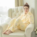 Pantalones amarillos de poliester con pijama de otoño tallas grandes talla XXL para mujer 