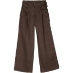 Pantalones marrones de lino de lino raw para mujer 