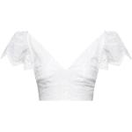 Blusas blancas de algodón de manga corta rebajadas manga corta Pin Up de encaje con lentejuelas talla XS para mujer 
