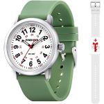 Relojes verdes de acero de pulsera impermeables con luminiscente Solar 24h para mujer 