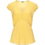 Tops amarillos de viscosa manga corta con escote V PINKO talla XL para mujer 