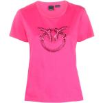 Camisetas rosas de algodón de manga corta rebajadas manga corta PINKO Love con pedrería talla L para mujer 