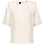 Camisetas blancas de seda de manga corta manga corta con cuello redondo PINKO talla S para mujer 