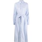 Vestidos azules de algodón de lino rebajados manga larga con rayas Ralph Lauren Polo Ralph Lauren talla XS para mujer 
