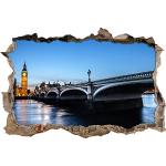 pixxp Blueprint 3D WD s2341 _ 62 x 42 enormes Westminster Bridge y Luminoso Big Ben perforar Pared Adhesivo Pared en 3D, Vinilo, Multicolor, 62 x 42 x 0,02 cm