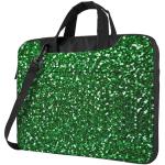 PLAGDECNA Bolsa de hombro para laptop, (lunares rojos y blancos), maleta adecuada para portátiles de 14 y 15 pulgadas de 15.6 pulgadas, Lentejuelas verdes brillantes, 13 inch