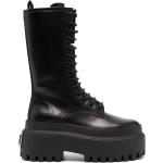Botas negras de goma de piel  con cremallera militares con logo Dolce & Gabbana talla 39 para mujer 