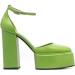Zapatos verdes de cuero con plataforma rebajados con tacón cuadrado con logo talla 37,5 para mujer 