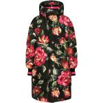 Abrigos negros de poliester con capucha  rebajados tallas grandes con cuello alto floreados Dolce & Gabbana con motivo de flores talla L para mujer 