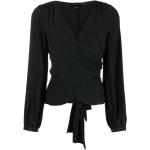 Blusas negras de seda de manga larga rebajadas manga larga con escote V PINKO con lazo talla XL para mujer 