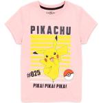 Camisetas rosas de algodón de algodón infantiles Pokemon Pikachu con logo 5 años para niña 