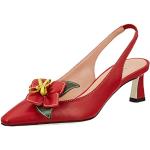 Zapatos destalonados rojos de cuero de verano floreados Pollini talla 36 para mujer 