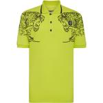 Camisetas deportivas amarillas fluorescentes de algodón manga corta con logo Plein Sport para hombre 