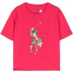 Camisas rosas de algodón de manga corta infantiles rebajadas con logo Ralph Lauren Lauren para niño 