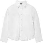 Camisas blancas de lino de manga larga infantiles rebajadas con logo Ralph Lauren Lauren para niña 