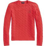 Jerséis rojos de lana de punto de primavera con cuello redondo de punto Ralph Lauren Polo Ralph Lauren con trenzado talla XS para mujer 