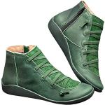 Botas verdes de cuero de caña baja  de otoño con cordones vintage talla 38 para mujer 