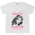 Popgear DC Comics Wonder Woman Fearless Girls T-Shirt White Camiseta, 7-8 Years para Niñas