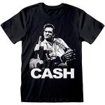 Popgear Johnny Cash Dedo Camiseta para Hombre Negro S | S-XXL, Música Banda Merch de Cuello Redondo Camiseta gráfica, Idea del Regalo de cumpleaños para los individuos, para el hogar o la Gimnasia