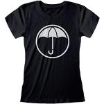 Popgear Umbrella Academy Icono del Paraguas de Las Mujeres Camiseta Cabida Negro M | S-XXL, señoras de la Manera apropiada Delgada Superior, Regalos de cumpleaños, mamá Regalo Hija de la Hermana Idea