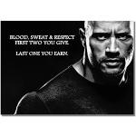 Póster de Dwayne Johnson A3 sin marco con cita inspiradora de The Rock Actor Wrestler Sport Foto motivacional Be Strong Picture