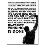 Póster de Rocky Balboa Sylvester Stallone A3 sin marco con cita de motivación para boxeo, imagen de ganador