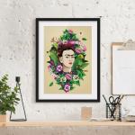 Pósters grises de roble Frida Kahlo con motivo de Dresden 