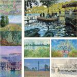 Pósteres artísticos de exposición de Claude Monet, lienzo, pintura al óleo, jardín, barco, lago, paisaje natural, pared, arte, habitación, decoración del hogar