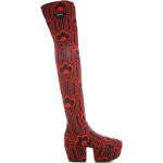 Botas altas rojas de tela rebajadas de punta redonda con tacón de 7 a 9cm Prada talla 37,5 para mujer 