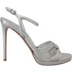 Sandalias grises de cuero de tiras rebajadas con logo Prada talla 40 para mujer 