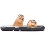 Sandalias beige de cuero rebajadas de verano de punta abierta Prada talla 37,5 para mujer 