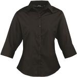 Premier Workwear Ladies Poplin Blouse 3/4 Sleeved Blusa, Negro (Black), 42 (Talla del Fabricante: 14) para Mujer